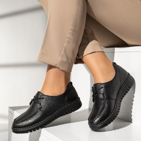 Pantofi casual dama cu siret negri MOD03858