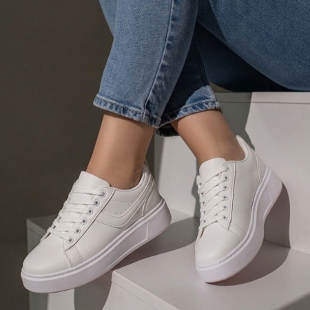 Pantofi casual dama cu talpa groasa albi MOD09603, 2, modlet.ro