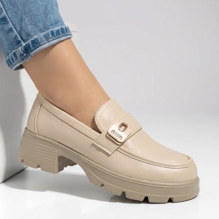 Pantofi casual dama cu talpa groasa bej DORA45, 3, modlet.ro