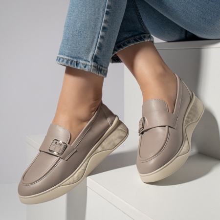 Pantofi dama, Pantofi casual dama cu talpa groasa khaki MOD10953, modlet.ro