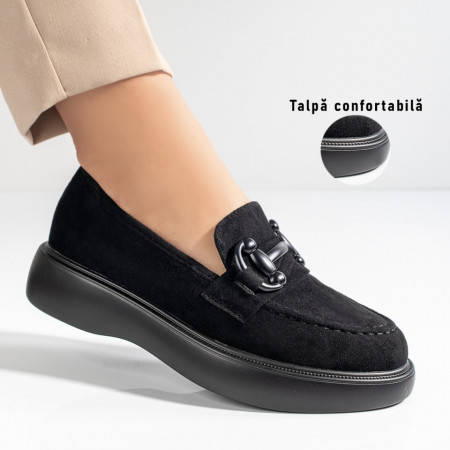 Pantofi casual dama cu talpa groasa negri suede ZEF11119, 3, zeforia.ro