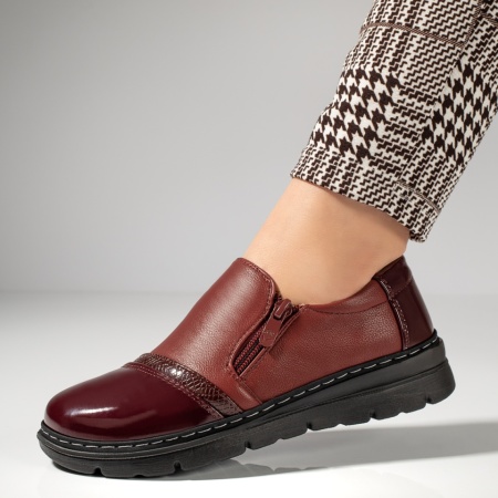Pantofi casual dama, Pantofi casual dama cu talpa groasa si fermoar rosii MOD12983, modlet.ro