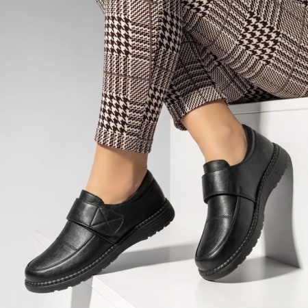 Pantofi casual dama cu talpa joasa si inchidere cu scai negri DORA42, 2, modlet.ro