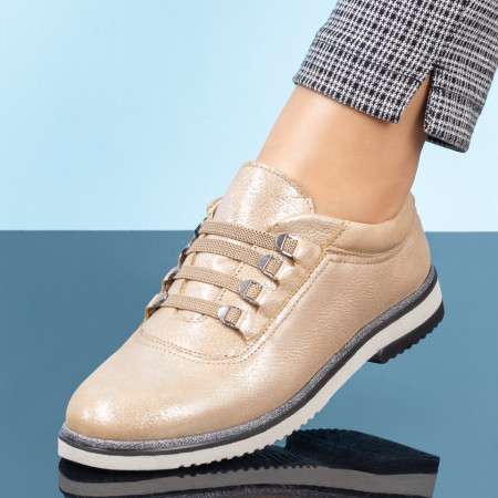 Pantofi casual dama din piele naturala bej MOD03668, 5, modlet.ro