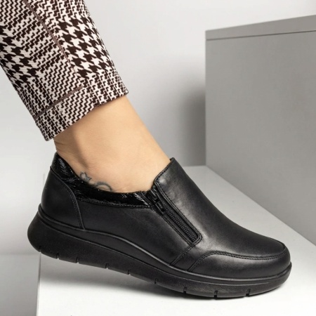 Pantofi casual dama negri cu fermoar din Piele naturala MOD08730, 3, modlet.ro