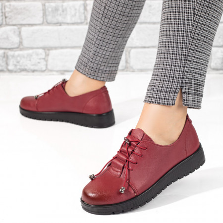 Pantofi dama, Pantofi casual dama rosii cu siret elastic ZEF08135 - zeforia.ro