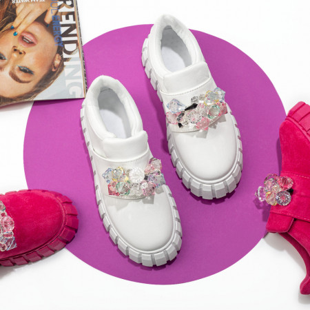 Pantofi casual dama roz suede cu pietre aplicate MOD10131, 4, modlet.ro