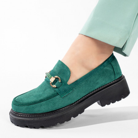 Pantofi casual dama, Pantofi casual dama verzi suede MOD11208, modlet.ro
