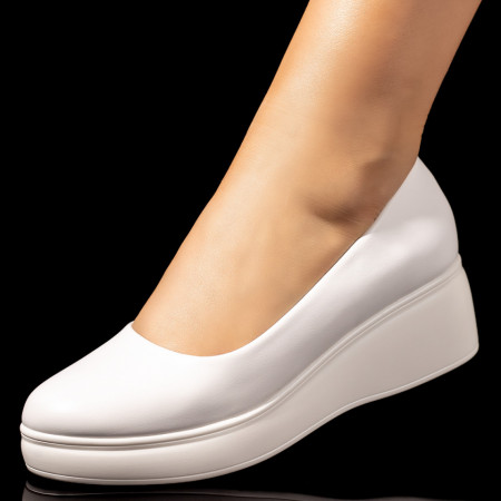 Pantofi casual cu platforma, Pantofi cu platforma dama albi MDL01902 - modlet.ro