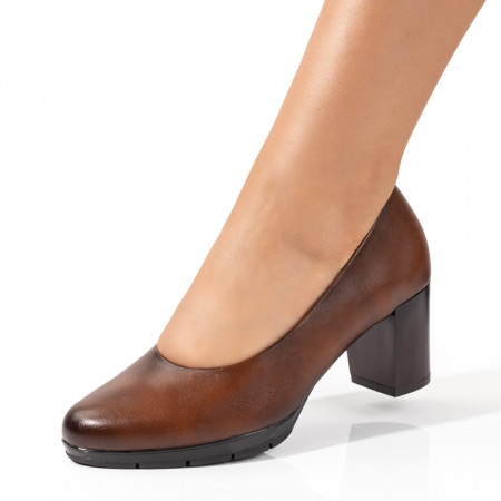 Pantofi dama, Pantofi cu toc dama maro MOD09798, modlet.ro