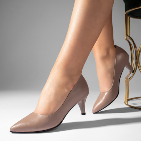 Pantofi cu toc dama nude din Piele naturala MOD11004, 4, modlet.ro