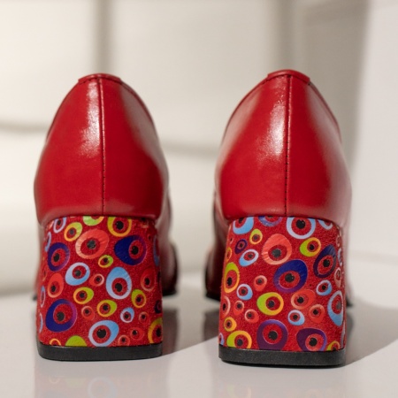 Pantofi cu toc gros dama rosii din Piele naturala MOD12050, 4, modlet.ro