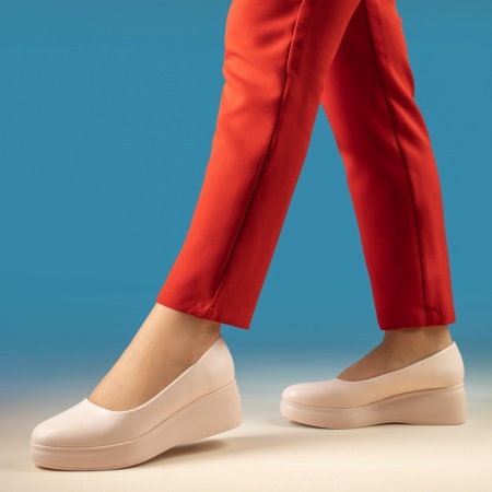 Pantofi dama casual cu platforma bej MOD01902