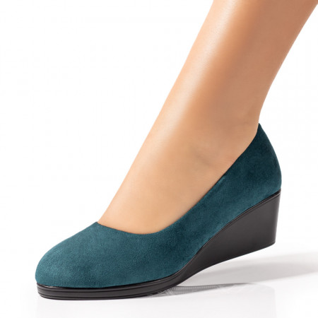 Pantofi dama casual cu platforma verzi suede MOD01679, 3, modlet.ro