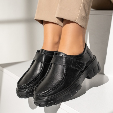 Pantofi dama, Pantofi dama casual cu scai si talpa groasa negri din Piele naturala MOD13977, modlet.ro