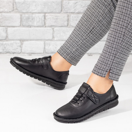 Pantofi dama, Pantofi dama casual cu siret si scai negri MOD02959, modlet.ro