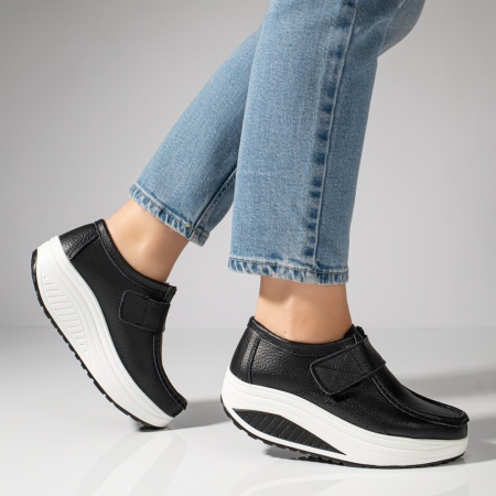 Pantofi dama casual negri cu platforma din Piele naturala MOD03866, 2, modlet.ro