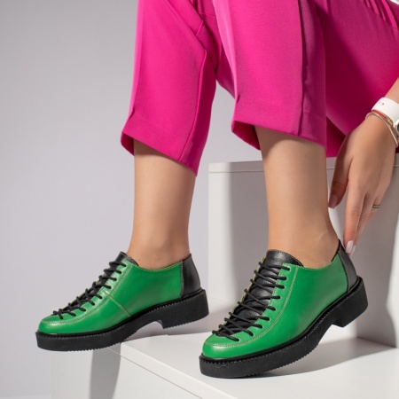 Pantofi dama casual verzi din Piele naturala MOD03549