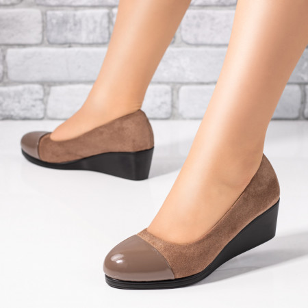 Pantofi dama cu platforma maro suede si varf lucios MOD01677, 3, modlet.ro