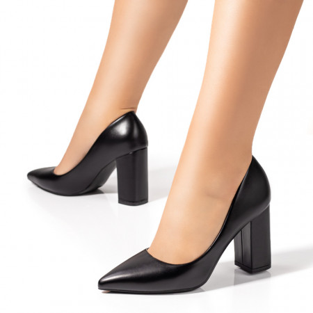 Pantofi dama cu toc gros negri MARA31, 3, modlet.ro