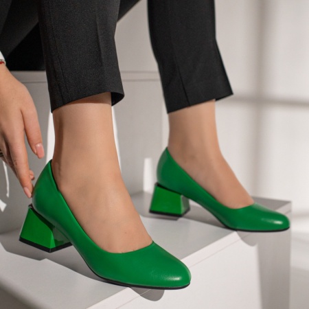 Pantofi dama cu toc gros verzi MOD12112, 3, modlet.ro