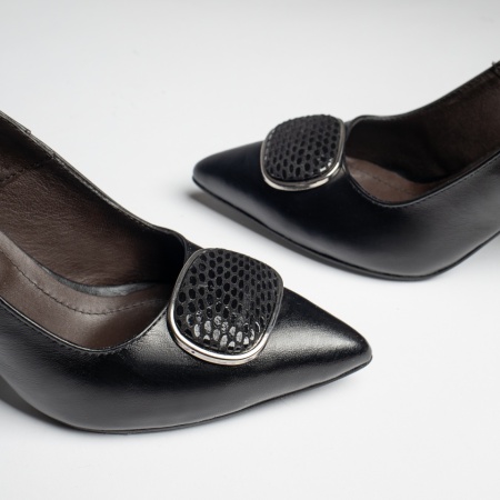 Pantofi dama cu toc si bareta negri din Piele naturala MOD13130, 4, modlet.ro