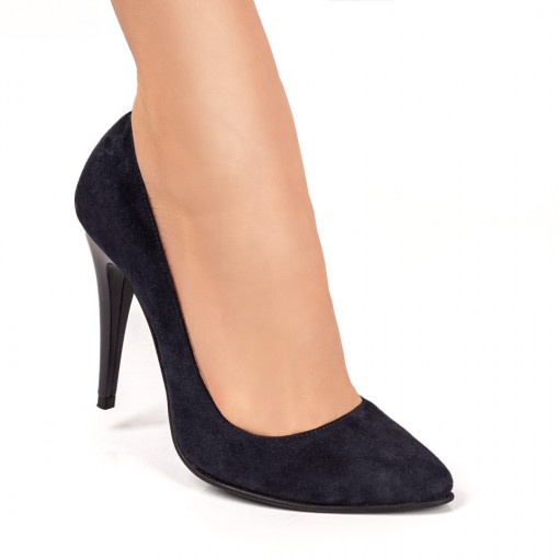 Pantofi cu toc, Pantofi dama cu toc Stiletto albastru inchis suede din Piele naturala ZEF07628 - zeforia.ro
