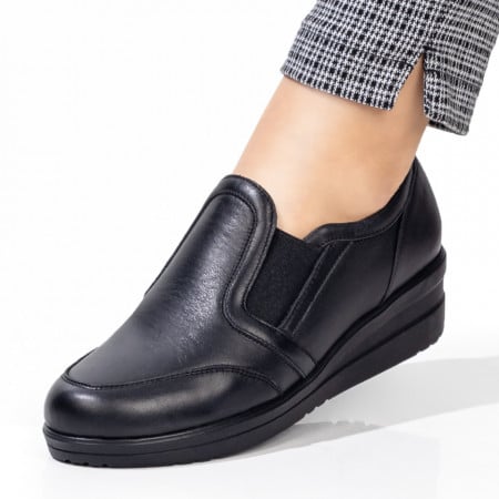 Pantofi dama negri Piele naturala cu platforma ZEF06256, 3, zeforia.ro