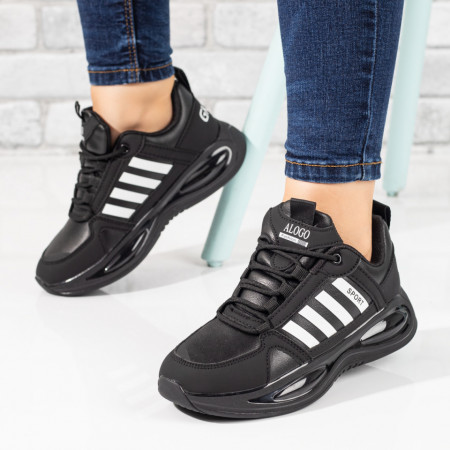 Adidasi dama, Pantofi dama sport cu talpa groasa negri cu alb MOD10034, modlet.ro