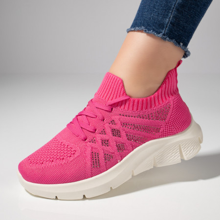 Pantofi dama sport din material textil roz ZEF11523