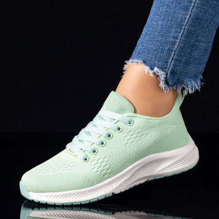 Adidasi dama, Pantofi dama sport din materil textil cu siret verzi MOD01774, modlet.ro