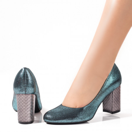 Pantofi cu toc, Pantofi dama verzi cu toc ZEF02830 - zeforia.ro