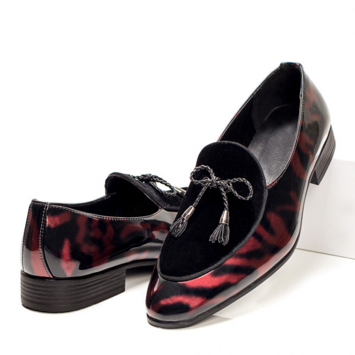 Pantofi eleganti barbati cu aspect lucios rosii MOD05397