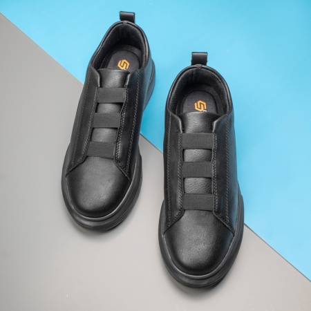 Pantofi sport barbati cu barete elastice negri ZEF11651