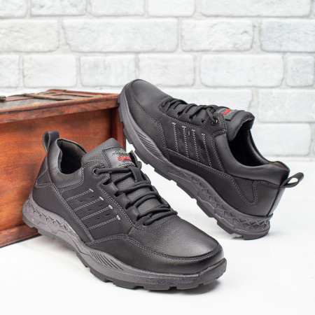 Adidasi barbati, Pantofi sport barbati cu siret negri MOD08437, modlet.ro