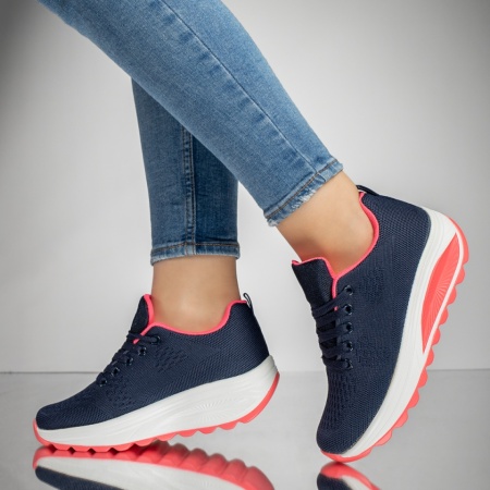 Adidasi dama, Pantofi sport dama albastru cu roz MOD13208, modlet.ro