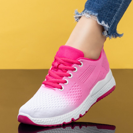 Adidasi dama, Pantofi sport dama albi cu roz MOD07977, modlet.ro