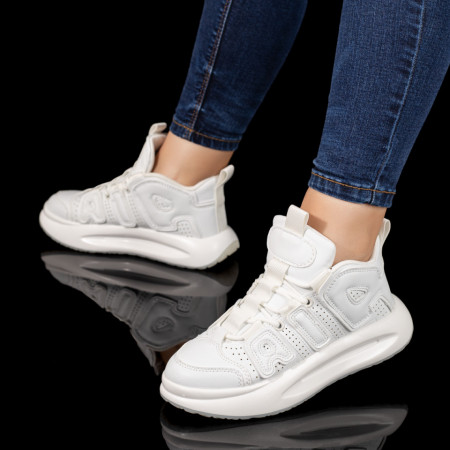 Plateste Jumatate!, Pantofi sport dama albi cu siret MOD10046, modlet.ro