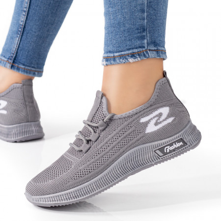 REDUCERI INCALTAMINTE, Pantofi sport dama cu siret gri cu alb MOD08071, modlet.ro