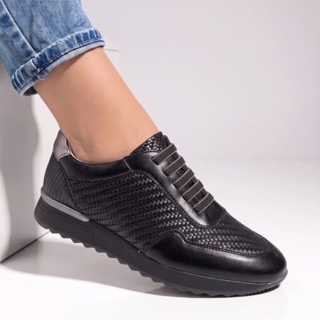 Pantofi sport dama cu siret negri ANA78, 3, modlet.ro