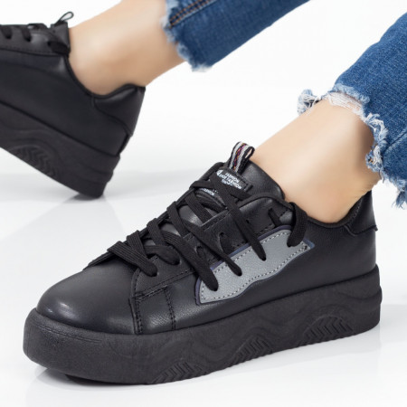 Adidasi dama, Pantofi sport dama cu siret negri MOD07946, modlet.ro