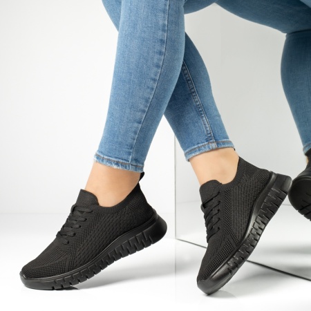 Adidasi dama, Pantofi sport dama cu siret negri MOD13236, modlet.ro