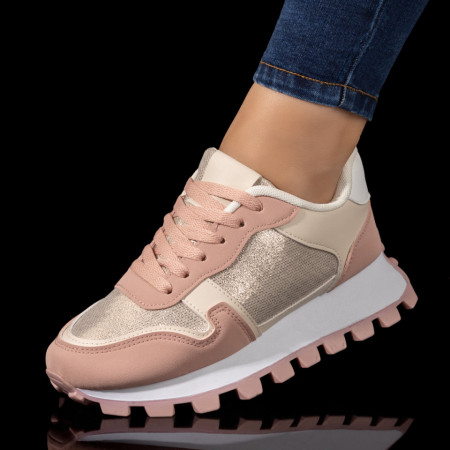 Adidasi dama, Pantofi sport dama cu siret roz MOD10128, modlet.ro