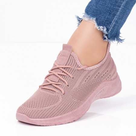 Oferta zilei, Pantofi sport dama cu siret roz pal MOD08076, modlet.ro