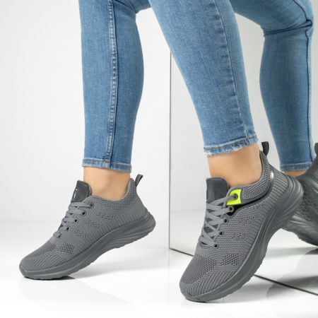 Adidasi dama, Pantofi sport dama cu siret si talpa groasa gri MOD13220, modlet.ro