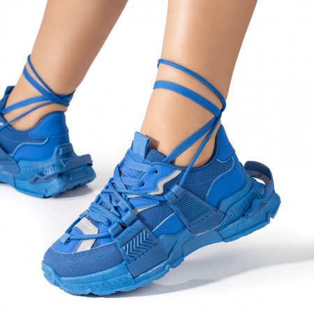 Plateste Jumatate!, Pantofi sport dama cu talpa groasa albastri MOD09410, modlet.ro