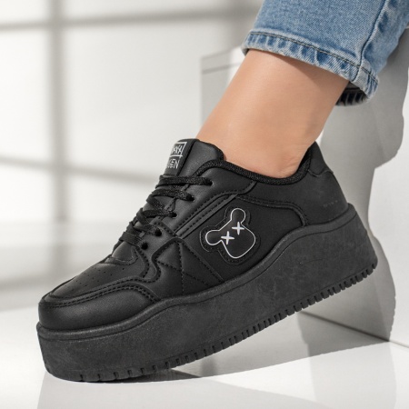 Pantofi sport dama cu talpa groasa negri MOD12997, 1, modlet.ro