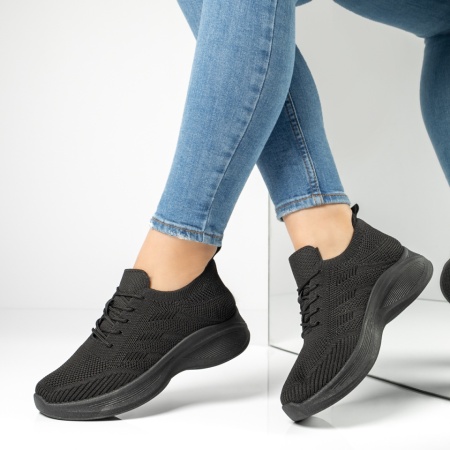 Adidasi dama, Pantofi sport dama cu talpa groasa negri MOD13235, modlet.ro