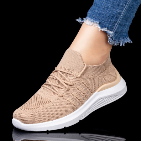 Adidasi dama, Pantofi sport dama khaki cu siret MOD08186, modlet.ro