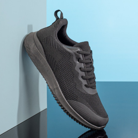 Adidasi barbati, Pantofi sport negri cu siret barbati MOD11285, modlet.ro